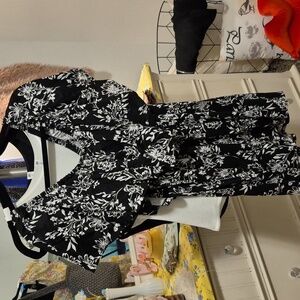 Black floral Off Or On Shoulder